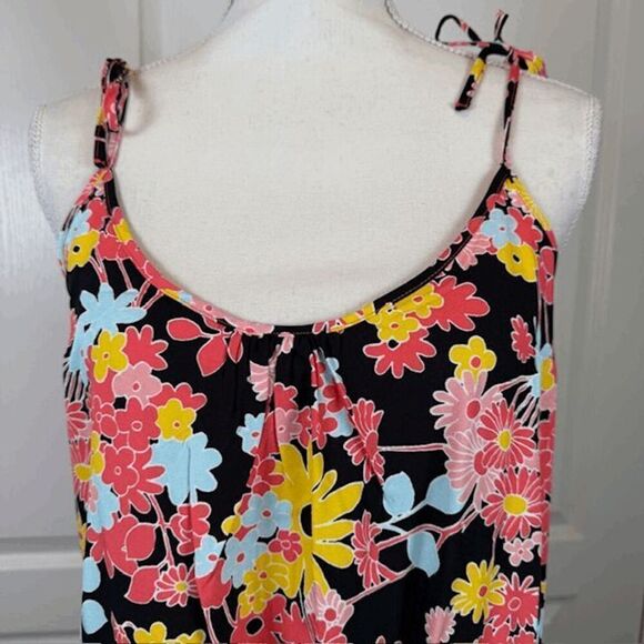NWT Modcloth Black Floral Paradise Adjustable Tie Strap Dress Mini Size Small - Picture 2 of 9